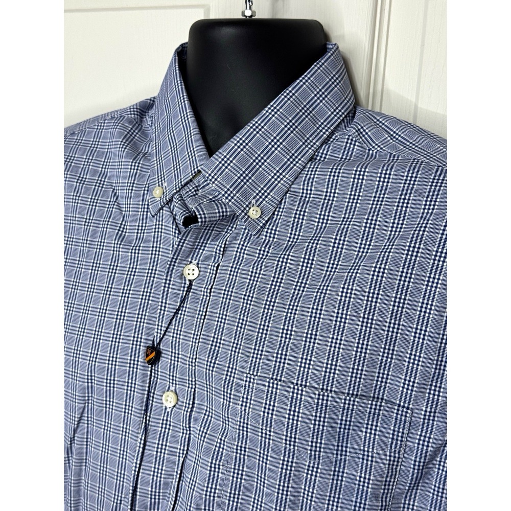 Cremieux Performance Blue White Plaid Button Down Long Sleeve Shirt L Nylon NEW